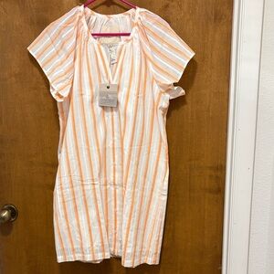 558. Le Marais Orange Stripe Button-Front Shirt Dress